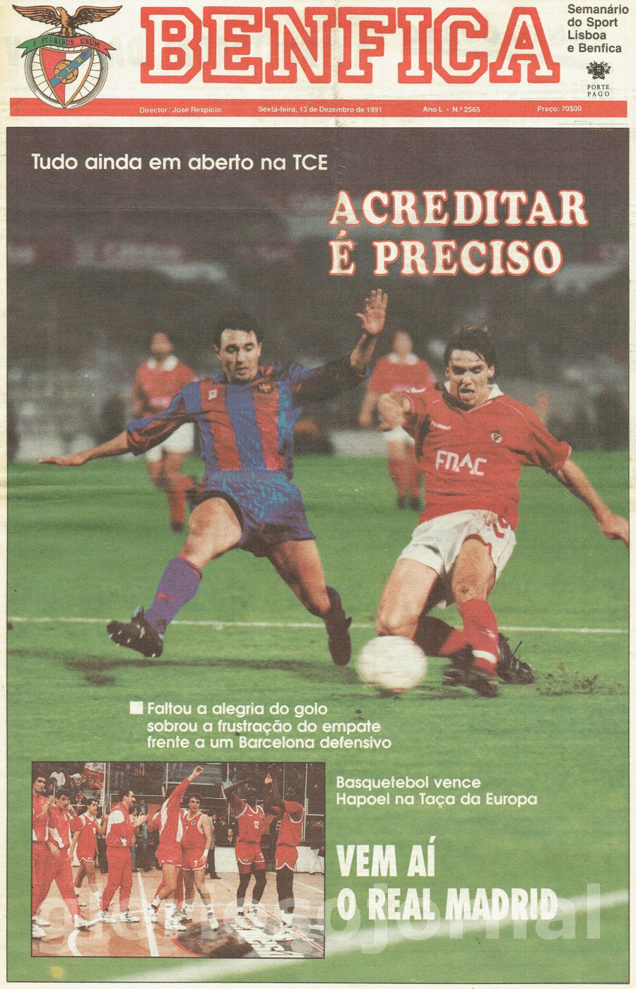 jornal o benfica 2565 1991-12-13